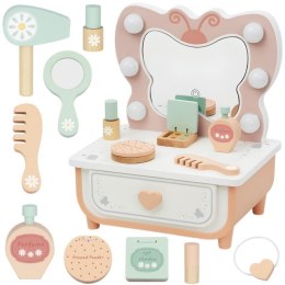 Tooky Toy TOOKY TOY Drewniana Toaletka Motyl Akcesoria Lustro z Oświetleniem LED + Kosmetyki