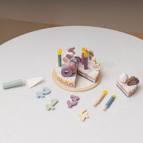 Tooky Toy TOOKY TOY Drewniany Tort Urodzinowy Krajalny Na Rzepy