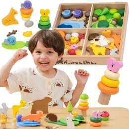 Viga Toys VIGA Drewniane Klocki Kolorowe Leśne Opowieści Pudełko 58el.