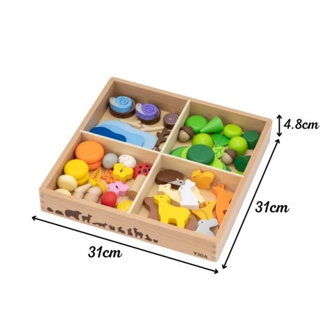 Viga Toys VIGA Drewniane Klocki Kolorowe Leśne Opowieści Pudełko 58el.