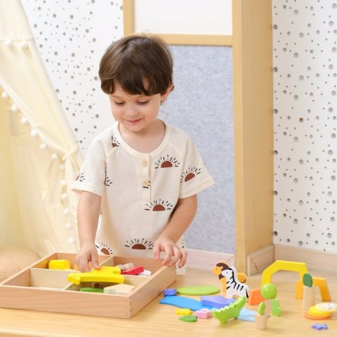 Viga Toys VIGA Drewniane Klocki Kolorowe Opowieści Tropikalne Pudełko 55el.