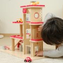 Viga Toys VIGA Drewniany Parking dla Samochodzików z Windą 4 Autka Helikopter