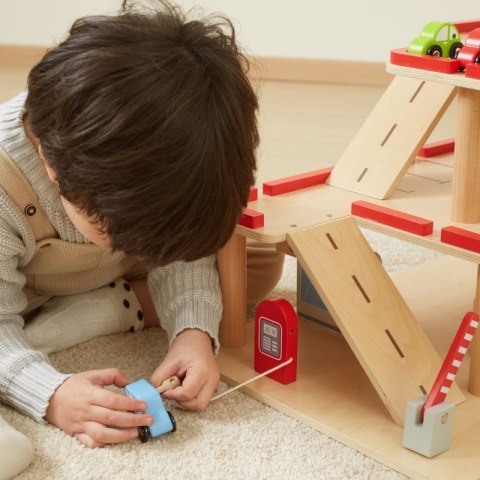 Viga Toys VIGA Drewniany Parking dla Samochodzików z Windą 4 Autka Helikopter