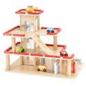 Viga Toys VIGA Drewniany Parking dla Samochodzików z Windą 4 Autka Helikopter