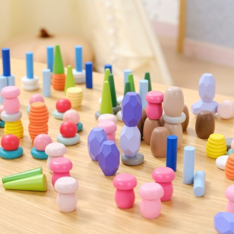 Viga Toys VIGA Klocki Drewniane Edukacyjne Układanka Montesori 58el