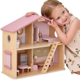 Viga Toys VIGA PolarB Duży Drewniany Domek dla Lalek 17 el.