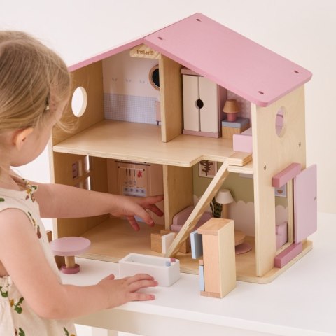 Viga Toys VIGA PolarB Duży Drewniany Domek dla Lalek 17 el.