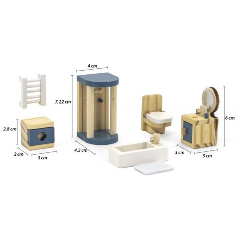 Viga Toys VIGA PolarB Zestaw Mebelków do Domku dla Lalek Łazienka