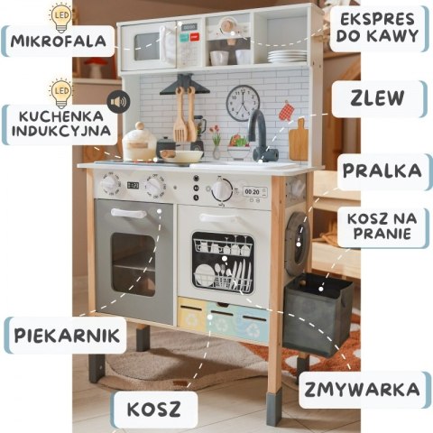 Woopie Let's Go Green WOOPIE GREEN Drewniana Interaktywna Kuchnia 9w1 z Pralką i Tablicą