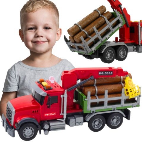 Woopie WOOPIE Ciężarówka z Ruchomym Dźwigiem do Drewna Dźwięk Światła 1:14