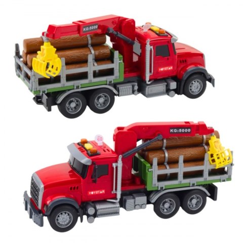 Woopie WOOPIE Ciężarówka z Ruchomym Dźwigiem do Drewna Dźwięk Światła 1:14