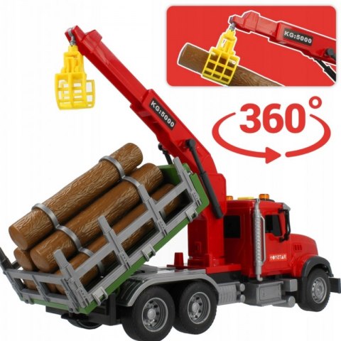 Woopie WOOPIE Ciężarówka z Ruchomym Dźwigiem do Drewna Dźwięk Światła 1:14