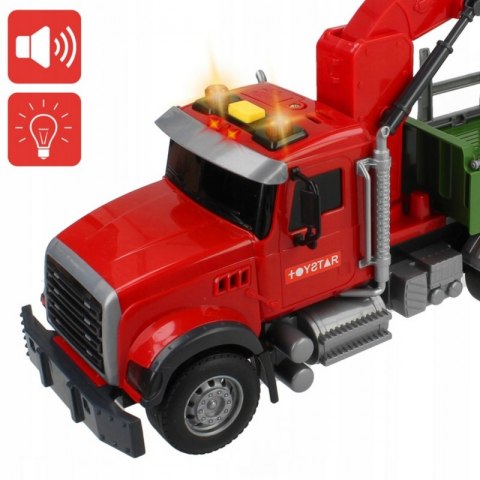 Woopie WOOPIE Ciężarówka z Ruchomym Dźwigiem do Drewna Dźwięk Światła 1:14