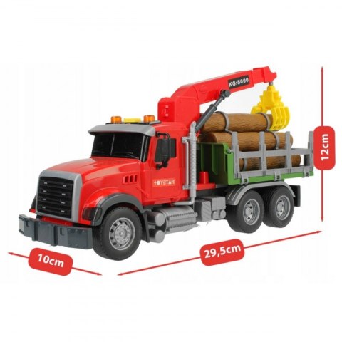 Woopie WOOPIE Ciężarówka z Ruchomym Dźwigiem do Drewna Dźwięk Światła 1:14