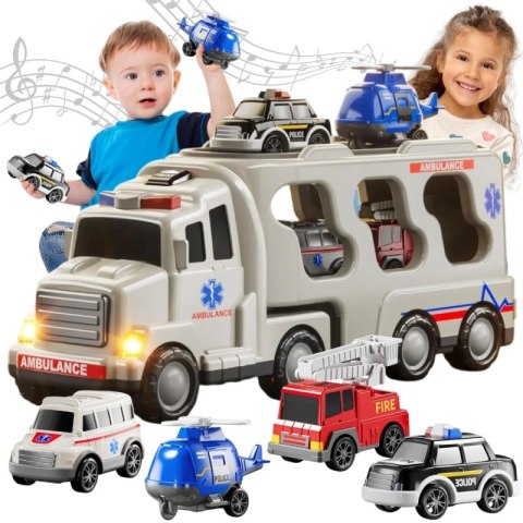 Woopie WOOPIE Laweta Drogowa zestaw 5 Aut - Ambulans