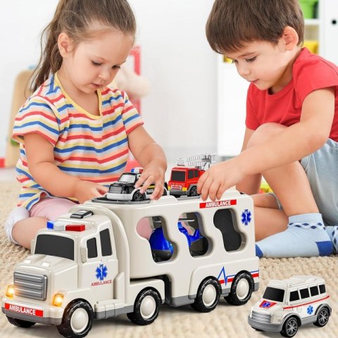 Woopie WOOPIE Laweta Drogowa zestaw 5 Aut - Ambulans