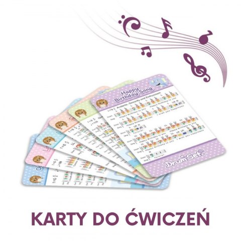 Woopie WOOPIE Perkusja Edukacyjna dla Dzieci 5 Bębnów 1 Talerz + Taboret z Motywem Zwierzątek