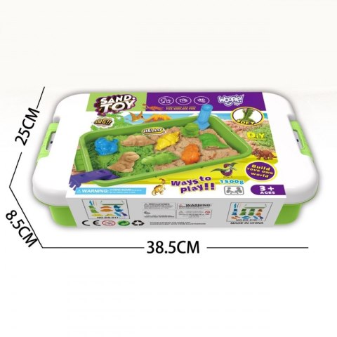 Woopie WOOPIE Piasek Kinetyczny 1,5 kg Zestaw XXL ZOO Safari Stolik z Foremkami