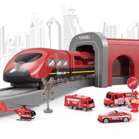 Woopie WOOPIE Zestaw Kolejka Elektryczna Lokomotywa Straż Pożarna 66el.