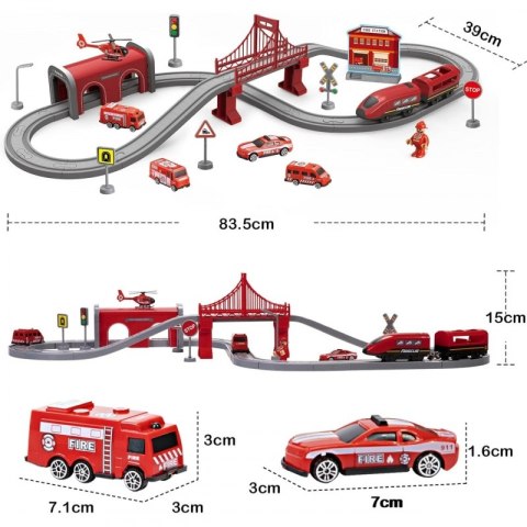 Woopie WOOPIE Zestaw Kolejka Elektryczna Lokomotywa Straż Pożarna 66el.