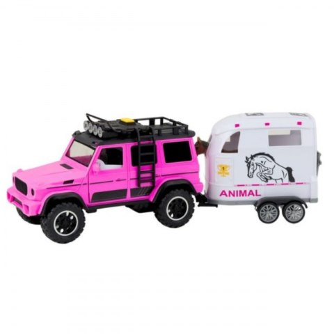 Woopie WOOPIE Zestaw Różowy Samochód Terenowy z Przyczepką i Figurką Konia