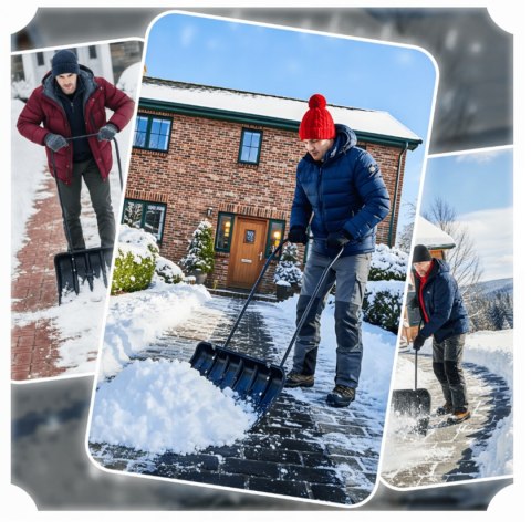 Bituxx Łopata do śniegu zgarniacz pług śnieżny 80cm z rolkami aluminiowa krawędź