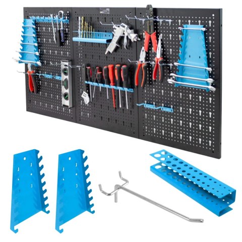 Bituxx Metalowa tablica narzędziowa warsztatowa 120x60 cm z 25 uchwytami do Garażu