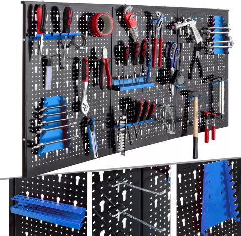 Bituxx Metalowa tablica narzędziowa warsztatowa 120x60 cm z 25 uchwytami do Garażu