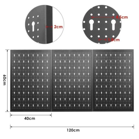Bituxx Metalowa tablica narzędziowa warsztatowa 120x60 cm z 25 uchwytami do Garażu
