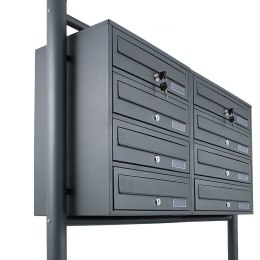 Bituxx SKRZYNKA POCZTOWA LOKATORSKA 2x4 GRAFITOWA STAL NIERDZEWNA