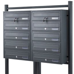 Bituxx SKRZYNKA POCZTOWA LOKATORSKA 2x5 GRAFITOWA STAL NIERDZEWNA