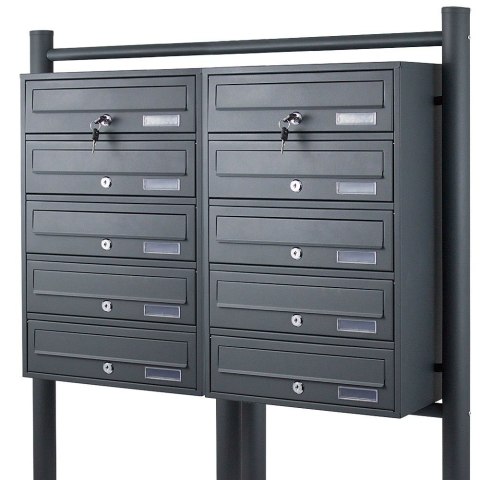 Bituxx SKRZYNKA POCZTOWA LOKATORSKA 2x5 GRAFITOWA STAL NIERDZEWNA