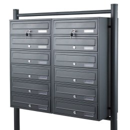 Bituxx SKRZYNKA POCZTOWA LOKATORSKA 2x6 GRAFITOWA STAL NIERDZEWNA