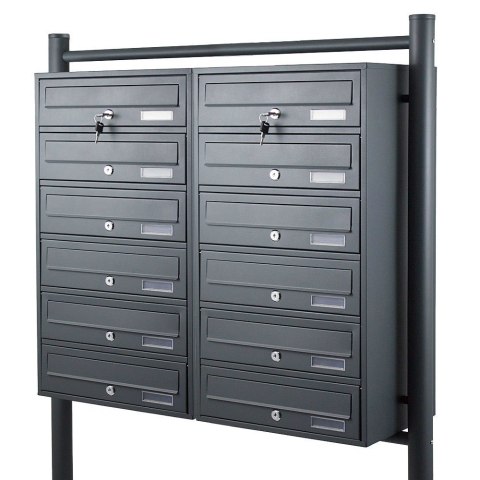 Bituxx SKRZYNKA POCZTOWA LOKATORSKA 2x6 GRAFITOWA STAL NIERDZEWNA