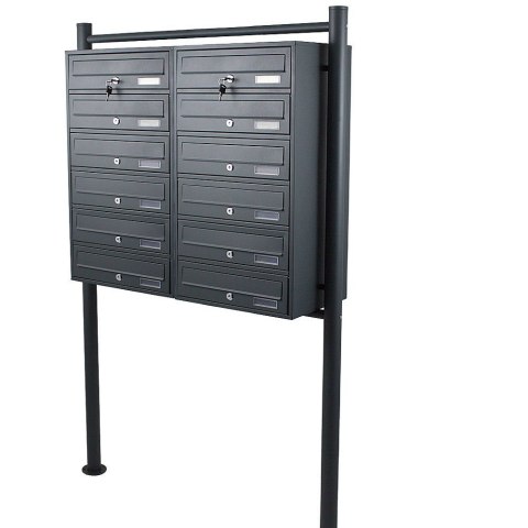 Bituxx SKRZYNKA POCZTOWA LOKATORSKA 2x6 GRAFITOWA STAL NIERDZEWNA