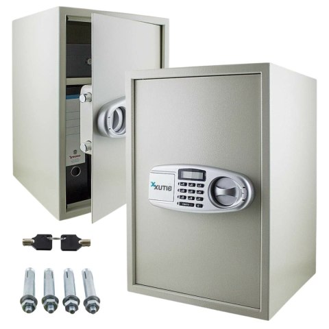 Bituxx Sejf elektroniczny 52cm jasnoszary domowy zamek szyfrowy klucz awaryjny