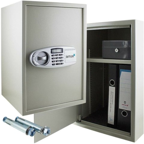 Bituxx Sejf elektroniczny 52cm jasnoszary domowy zamek szyfrowy klucz awaryjny