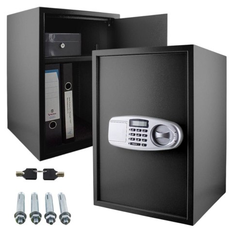 Bituxx Sejf elektroniczny 52cm zamek kodowy 6-cyfrowy czarny stalowy na ścianę