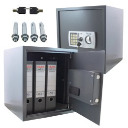 Bituxx Sejf elektroniczny na dokumenty zamek kodowy 6-cyfrowy szary stalowy mocny