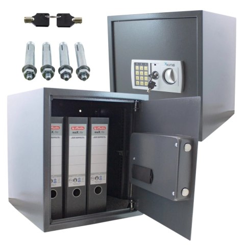 Bituxx Sejf elektroniczny na dokumenty zamek kodowy 6-cyfrowy szary stalowy mocny