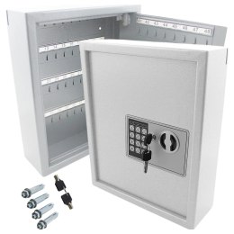 Bituxx Sejf na klucze 48 haczyków zamek elektroniczny szyfrowy jasnoszary metalowy