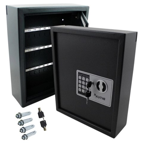 Bituxx Sejf na klucze 48 haczyzków elektroniczny zamek kodowy solidny czarny