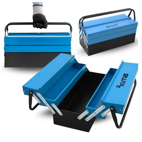 Bituxx Skrzynka Walizka Narzędziowa Bituxx Stalowa 51x24x24 cm Przenośna Składana