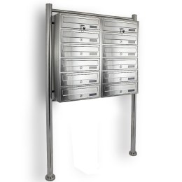 Bituxx Skrzynka lokatorska 12 euro stal nierdzewna zewnętrzna z zamkiem stojąca