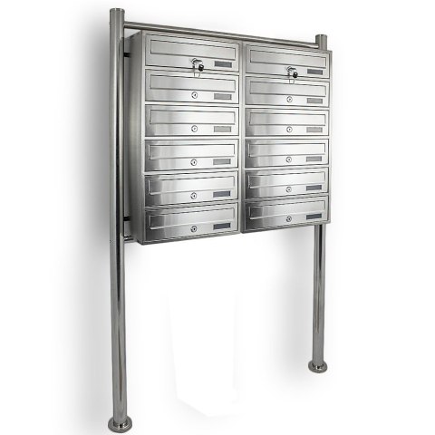 Bituxx Skrzynka lokatorska 12 euro stal nierdzewna zewnętrzna z zamkiem stojąca