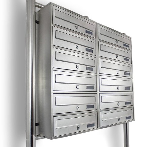 Bituxx Skrzynka lokatorska 12 euro stal nierdzewna zewnętrzna z zamkiem stojąca