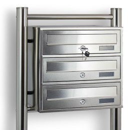 Bituxx Skrzynka lokatorska 3 komorowa stal nierdzewna na stojaku euro zamek