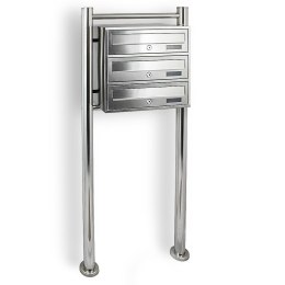 Bituxx Skrzynka lokatorska 3 komorowa stal nierdzewna na stojaku euro zamek