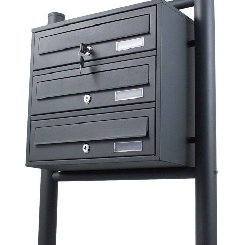 Bituxx Skrzynka lokatorska 3 komory stal nierdzewna ze stojakiem zewnętrzna