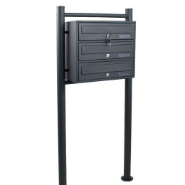 Bituxx Skrzynka lokatorska 3 komory stal nierdzewna ze stojakiem zewnętrzna